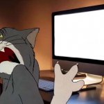 Asqueroso mirando computadora Tom y Jerry