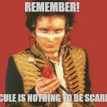 Adam Ant Ridicule | REMEMBER! RIDICULE IS NOTHING TO BE SCARED OF | image tagged in adam ant rose | made w/ Imgflip meme maker