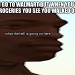 What? | WHEN YOU GO TO WALMART BUT WHEN YOU WALK OUT WITH THE GROCERIES YOU SEE YOU WALKED OUT OF A ALDI | image tagged in confused cj | made w/ Imgflip meme maker