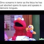 Elmo screams in terror