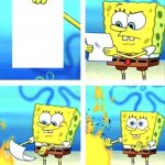 SpongeBob Burning Paper