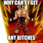 Goku Screaming | WHY CAN'T I GET; ANY BITCHES | image tagged in goku | made w/ Imgflip meme maker