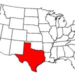US map, Texas red