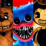 Freddy Frazbear, Huggy Wuggy, and Bendy