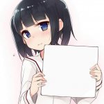 anime holding a sign