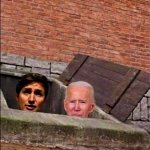 Trudeau and Biden in basement meme