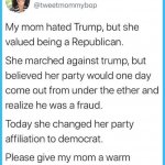 Mom becomes Democrat