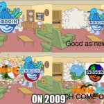This is what happen in 2009 with noggin and nick jr | ON 2009 | image tagged in kool aid man getting his wall busted after being fixed,noggin,nick jr,oh come on | made w/ Imgflip meme maker