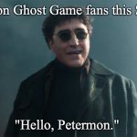 Digimon Ghost Game. If you're not watching it, go watch it. | Digimon Ghost Game fans this Sunday; "Hello, Petermon." | image tagged in hola peter,digimon | made w/ Imgflip meme maker