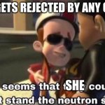 The neutron style | ME GETS REJECTED BY ANY GIRL:; SHE | image tagged in the neutron style | made w/ Imgflip meme maker