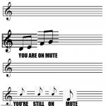 Musical Zoom call | YOU ARE ON MUTE; YOU'RE     STILL    ON            MUTE | image tagged in music sheet | made w/ Imgflip meme maker