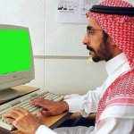 Arabic guy on computer green screen