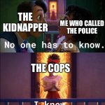 encanto part 1 | ME WHO CALLED THE POLICE; THE KIDNAPPER; THE COPS | image tagged in no one is looking,encanto meme | made w/ Imgflip meme maker