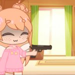 Peachie with a gun