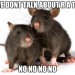 rats | WE DONT TALK ABOUT R A T S; NO NO NO NO | image tagged in encanto | made w/ Imgflip meme maker