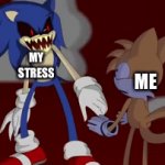 Stress is killing me… | MY STRESS; ME | image tagged in gifs,stress | made w/ Imgflip video-to-gif maker