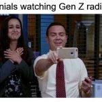 Brooklyn 99 Proud | Millennials watching Gen Z radicalize: | image tagged in brooklyn 99 proud,gen z,millennials | made w/ Imgflip meme maker
