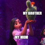 wow | MY BROTHER; MY MOM; ME | image tagged in mirabel and isabella | made w/ Imgflip meme maker