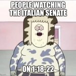 Muscle Man jizzed | PEOPLE WATCHING THE ITALIAN SENATE; ON 1-18-22 | image tagged in muscle man nutted | made w/ Imgflip meme maker