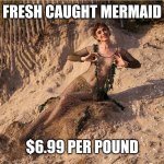 Fresh catch | FRESH CAUGHT MERMAID; $6.99 PER POUND | image tagged in mermaid | made w/ Imgflip meme maker