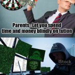 Why dad its not even valentine day | Parents : Let you spend time and money blindly on tution; Also them if they give you some extra money and you come late from tution | image tagged in privacy,spying,valentines day,education,time,money | made w/ Imgflip meme maker