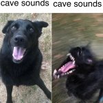 What da dog doin | Minecraft cave sounds; Terraria cave sounds | image tagged in happy/bloodthirsty archie | made w/ Imgflip meme maker