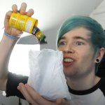 Dan pouring toxic waste in bag template