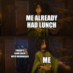 Encanto Bruno Mirabel | ME ALREADY HAD LUNCH; ME; PARENTS CAME BACK WITH MCDONALDS | image tagged in encanto bruno mirabel,encanto,sus | made w/ Imgflip meme maker