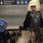 lady bunny out subway stairs woman
