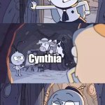 Why do I hear boss music? | Me barging in every house of Undella Town to talk to random npcs; Cynthia | image tagged in barging hilda | made w/ Imgflip meme maker