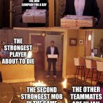 Surprised Pizza Delivery | ME RETURNING FROM BEING GONE FROM THE DND CAMPAIGN FOR A DAY; THE STRONGEST PLAYER ABOUT TO DIE; THE OTHER TEAMMATES ARE IN JAIL; THE SECOND STRONGEST MOB IN THE GAME HAS BEEN RELEASED | image tagged in surprised pizza delivery | made w/ Imgflip meme maker