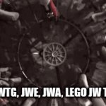 When we team | WHEN JWTG, JWE, JWA, LEGO JW TEAM UP | image tagged in gifs,marvel | made w/ Imgflip video-to-gif maker