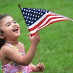 Little girl American Flag God Bless America USA