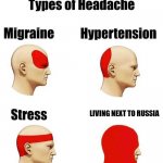 I feel bad for Ukraine | LIVING NEXT TO RUSSIA | image tagged in types of headache | made w/ Imgflip meme maker