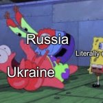 I smell world war 3 | Russia Ukraine Literally everyone else | image tagged in mr krabs choking patrick | made w/ Imgflip meme maker