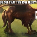 Ok, can you see now that it is a teddy bear | CAN YOU SEE THAT THS IS A TEDDY BEAR? | image tagged in hippogriff 2,memes,teddy bear | made w/ Imgflip meme maker