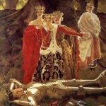 Four Queens Find Lancelot Sleeping