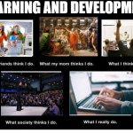 What I really do | LEARNING AND DEVELOPMENT | image tagged in what i really do | made w/ Imgflip meme maker