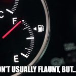 fuel envy | I DON'T USUALLY FLAUNT, BUT.......... | image tagged in fuel guage | made w/ Imgflip meme maker