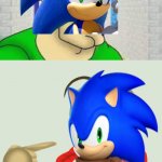Sonic and boom sonic | SONIC; BOOM SONIC | image tagged in squidward meme baldi version,sonic the hedgehog,sonic boom,memes,squidward | made w/ Imgflip meme maker