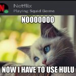 @whoami rate it, i want a rating from the best | NOOOOOOO; NOW I HAVE TO USE HULU | image tagged in sad cat | made w/ Imgflip meme maker
