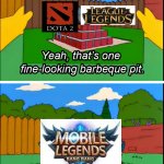 why doesnt mine look like that | image tagged in homer's bbq,dota,league of legends | made w/ Imgflip meme maker