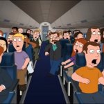 People in plane in panic GIF Template