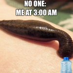 leech sanguisuga | NO ONE:; ME AT 3:00 AM | image tagged in leech sanguisuga | made w/ Imgflip meme maker