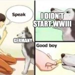 not baddies for once | I DIDN'T START WWIII; GERMANY | image tagged in good boy,ukraine,germany,ww3,funny memes,funny | made w/ Imgflip meme maker