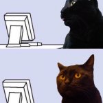 Cat Goes Online Then Un Oh | image tagged in template of cat going online,sarlah,sarlahthecat,sarlahkitty,vanillabizcotti | made w/ Imgflip meme maker