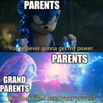 Do I look like I need your power | PARENTS; PARENTS; GRAND PARENTS | image tagged in do i look like i need your power | made w/ Imgflip meme maker