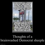 Thoughts of a brainwashed Democrat sheeple