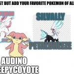 HEYYYY YAAA | AUDINO
SLEEPYCOYOTE | image tagged in add your fav | made w/ Imgflip meme maker