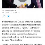 Trump calls Putin a savvy genius